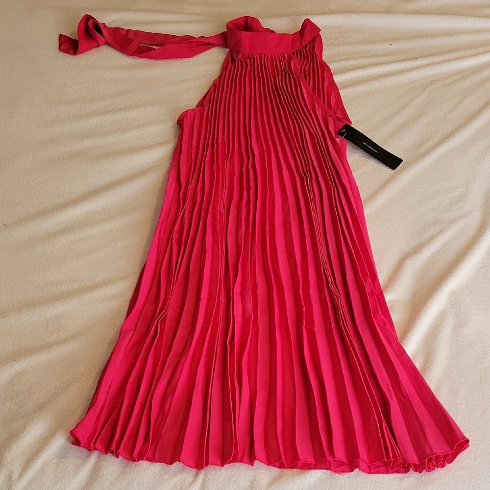 Vibrant Pink Pleated Dress